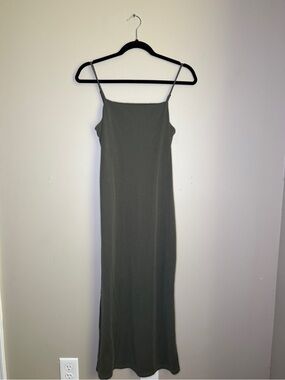 Light Olive Green Spaghetti Strap Maxi Dress